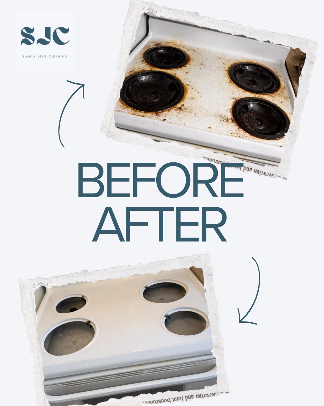 Before and after stove deep cleaning